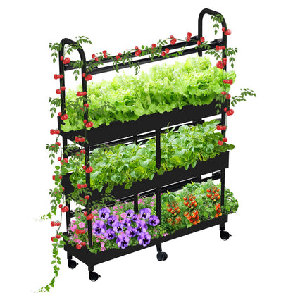 Large 3-Tier Indoor Hydroponics System Kit with Grow Lights, Dual Implant Configuration for Vegetable Fruit Herb Seedling Cultivation and Large-Scale Planting,Double Water Pump