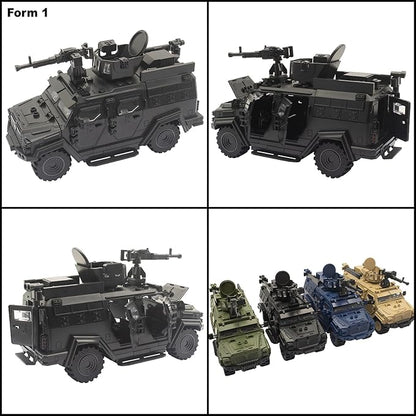 Military Vehicle Building Toy Armored Vehicle Building Block Toy Army Battle Brick Military Car Model Toys for Age 6 7 8 9 10 11 12+ Accessories Compatible with Major Mini Figure (Black)