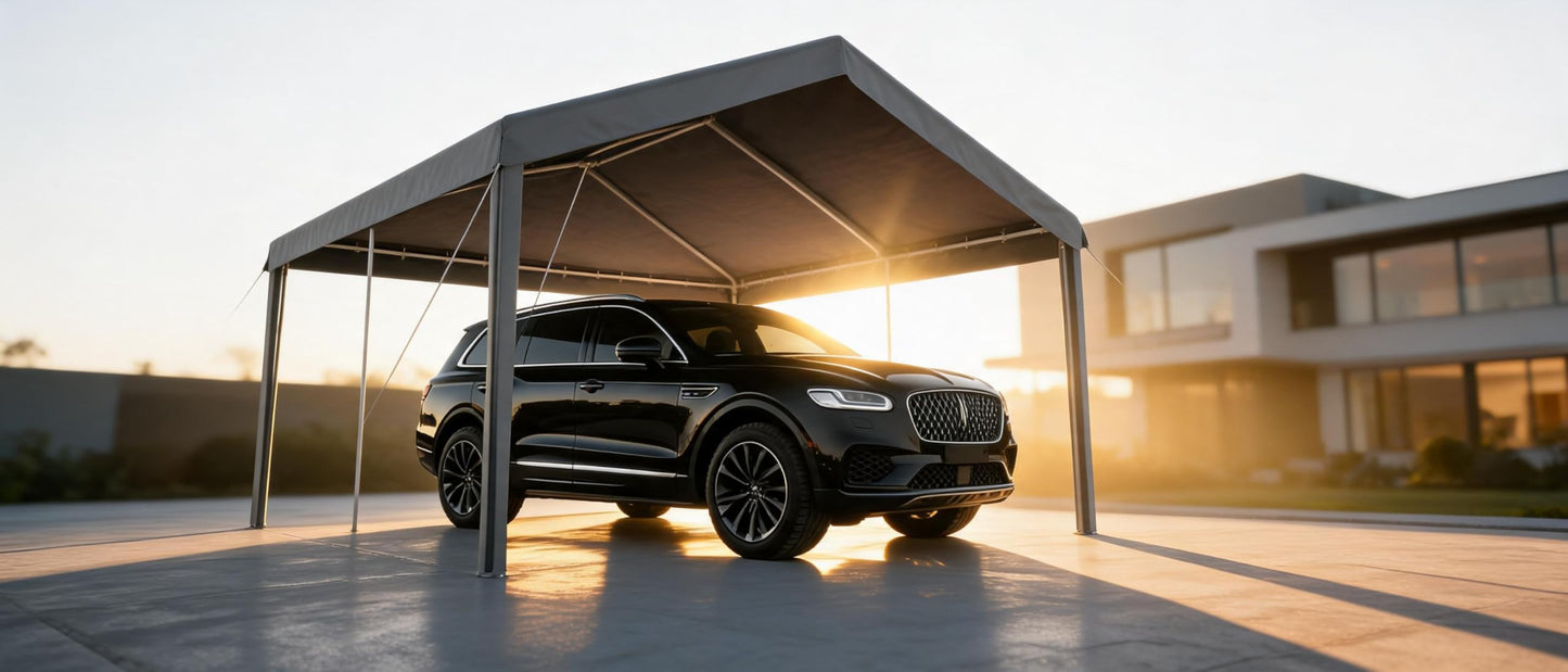 10x20 Ft Heavy Duty Carport, Gray - All-Season Waterproof UV-Resistant Canopy, Portable Garage Boat Shelter Party Tent for SUV, Truck, Outdoor Events