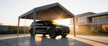 10x20 Ft Heavy Duty Carport, Gray - All-Season Waterproof UV-Resistant Canopy, Portable Garage Boat Shelter Party Tent for SUV, Truck, Outdoor Events