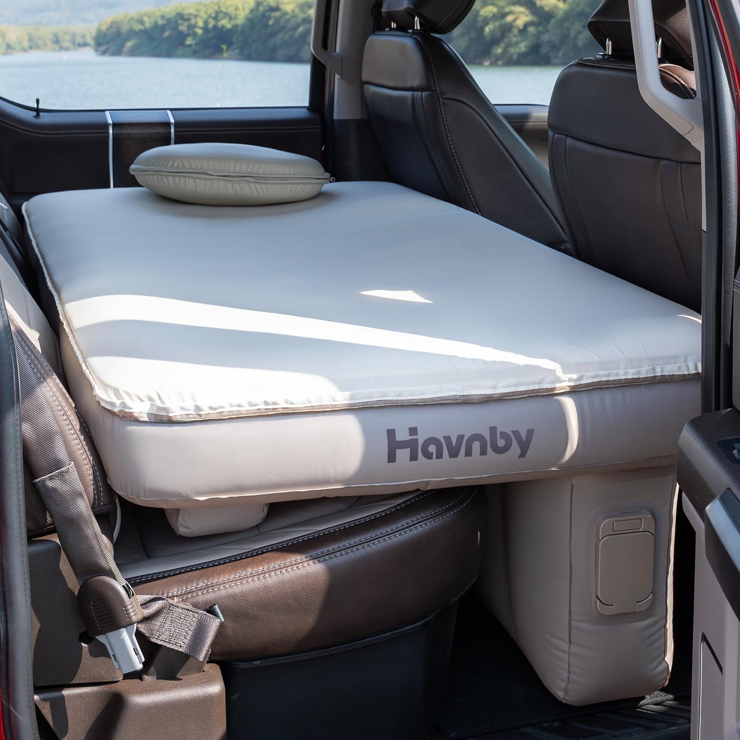 Havnby Truck Mattress, TPU Air Foam Camping Bed, Back Seat Inflatable SnugNest with Rechargeable Built-in Pump, Portable Travel Sleeping Mattress for Pickup Trucks