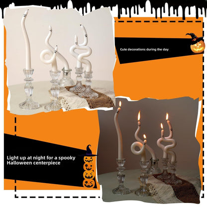 Four Twisted Spiral rods of Candles with Different Expressions of Ghosts and Devils, The Essential Items for a Halloween Haunted House