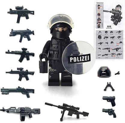 Toysvill SWAT Military Police Building Block Kit | Motorcycle &amp Soldiers Minifigures (Classic Set of 6 PCS) with Dog Modern Weapons and Accessories Gift