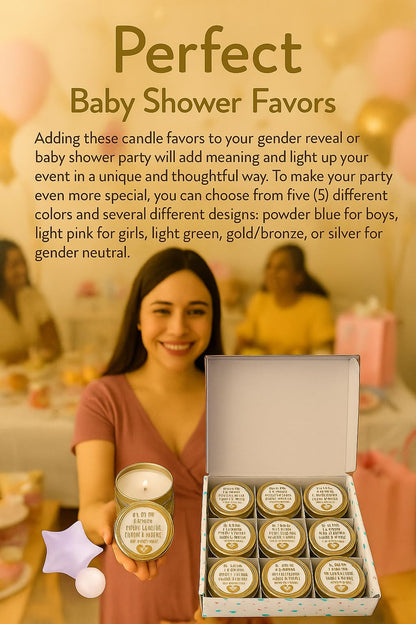 Majestic Zen Baby Shower Candle Favors Gift Set |9-Pack Neutral Scented Soy Wax Candles with Fresh Baby Powder |Long Lasting 40 Hour Burn |Unique Gender Reveal Party Favors & Baby Shower Decorations