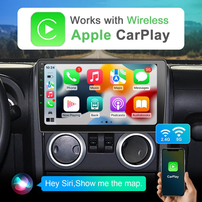 8 Core Car Radio 64G for Jeep Wrangler JK Compass Grand Cherokee Dodge Ram Upgrade Stereo Wireless CarPlay Android Auto,10 '' Touchscreen Head Unit GPS WiFi AM/FM SWC