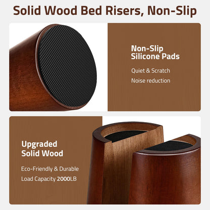 KOIKEY Furniture Raisers Bed Risers - 4 Inch Wooden Circle Heavy Duty Furniture Height Extenders Lifts for Sofa Couch Desk Chair Table Base Raising Space, Convenient Store and Cleaning, Pack of 4