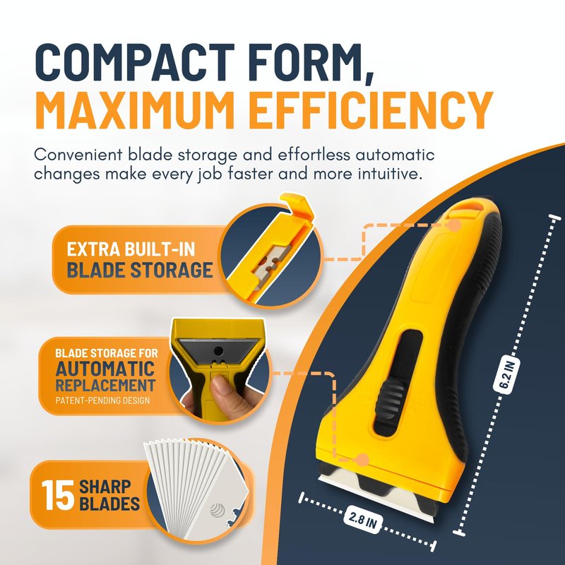Scraper Tool with 15 Extra - Oven Scraper Tool Non Scratch, Hob Scraper, Glass Scraper for Windows, Paint Scraper, Window Scraper, Scraper for Cleaning, Kitchen Scraper, Oven Glass Cleaner