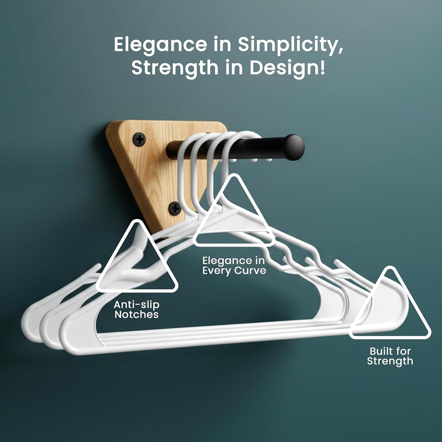 Utopia Home Plastic Hangers - Durable Space-Saving Closet Organizers - 50 Pack in White