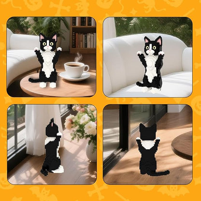 Larcele Micro Building Blocks Set DIY Mini Building Toy Bricks for Age Over 12 Years 1227 Pieces KLJM-05 (Devon Rex Cat)