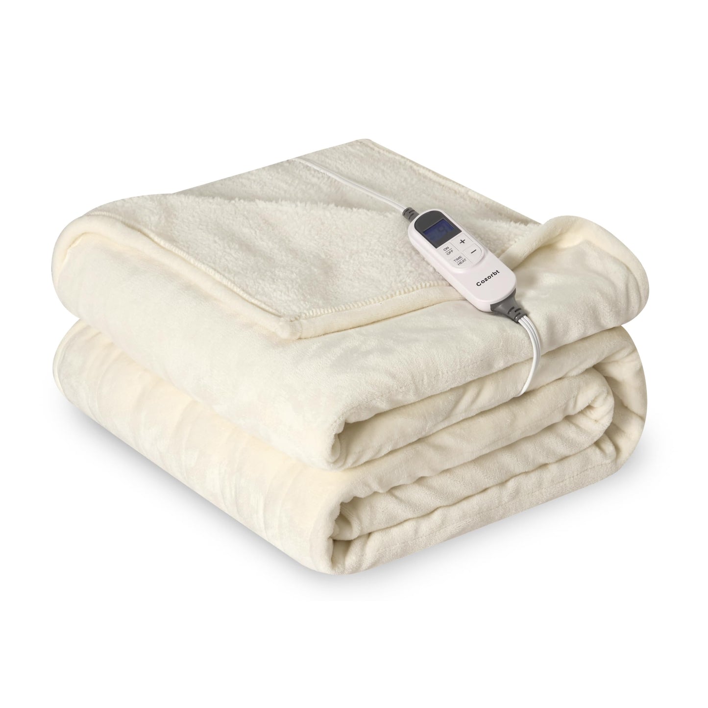 Heat Blanket 50”x60” Throw,Soft Flannel & Sherpa Reversible Electric Blanket with 10 Heat Settings,12 Timer Setting and 3 Hours Auto-Shut Off,ETL Certified Machine Washable,Light Brown