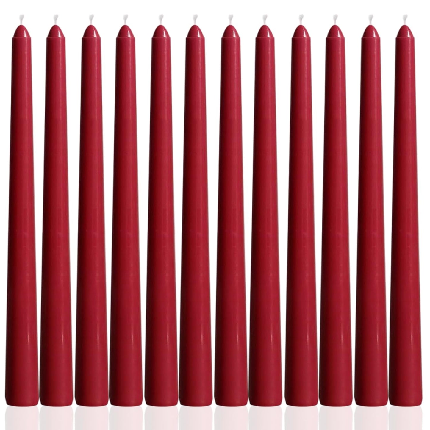 10 Inch Wine Red Taper Candles-Dripless Unscented Tapered Candle Smokeless Candlestick Long Slow Burning 8 Hours Tall Sticks for Christmas Wedding Dinner Parties 12 Pack