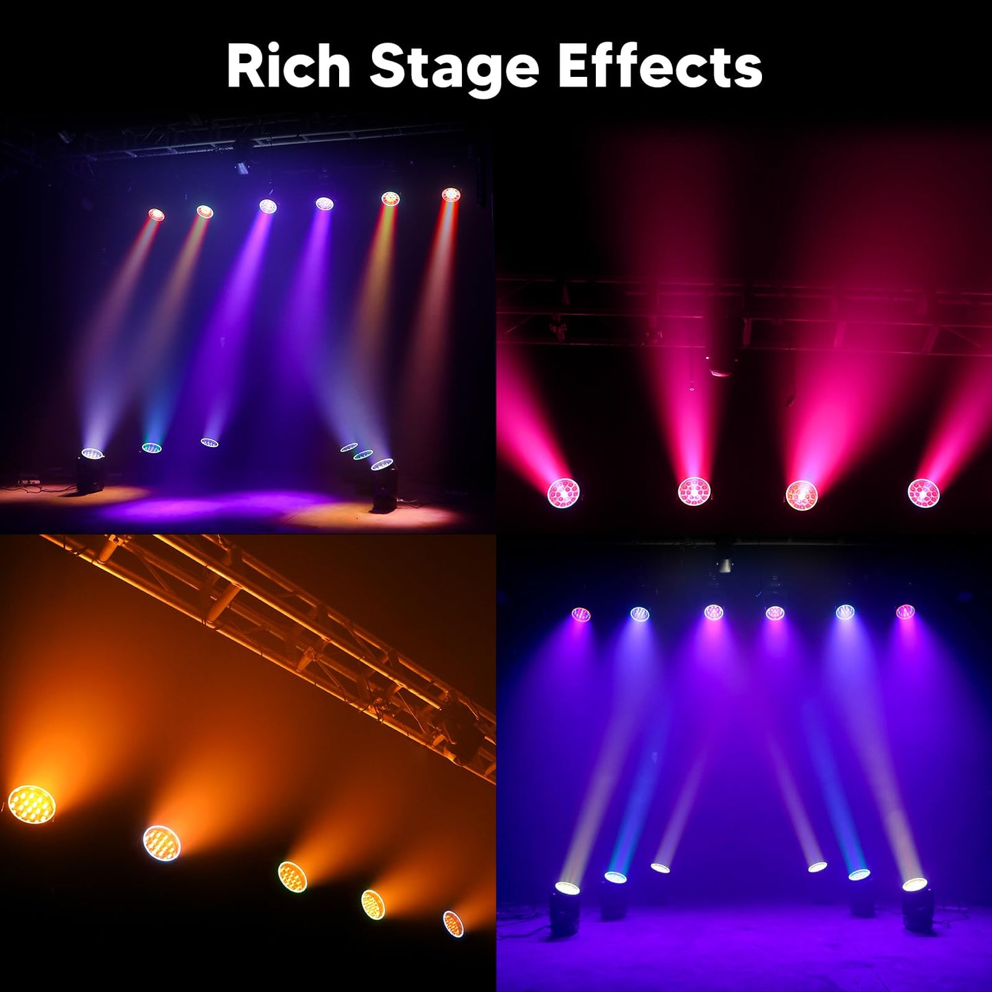 BETOPPER Moving Head Light,19x15W RGBW with Light Strip Effect Moving Head Stage Spotlight,Lightweight Disco DJLight for Party Wedding Club Bars Show（1）
