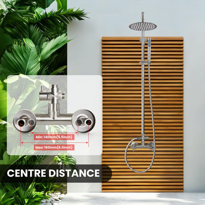 gotonovo Outdoor Shower Fixtures SUS304 Stainless Steel Rain Shower Kit Faucet High Pressure Wall Mount 2 Dual Function 8 Inch Showerhead and Handheld Spray Combo, Double Cross Handle, Brushed Nickel