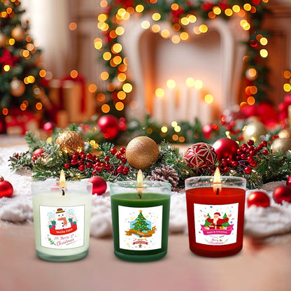 Christmas Scented Glass Votive Candle Set - 12 Pack, Holiday Fragrances: Apple & Cinnamon, Vanilla Cake, and Cedar - Festive Decor Candles for Home Parties Gifts