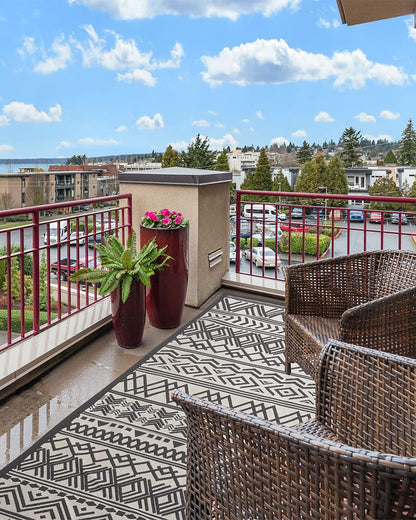 Outdoor Rug Carpet 9x12 ft, Flatweave Textured Outdoor Patio Rug Non Slip Indoor Outdoor Rugs with Rubber Particles Backing Boho Outdoor Area Rug for Patio Deck Front Porch Backyard Balcony