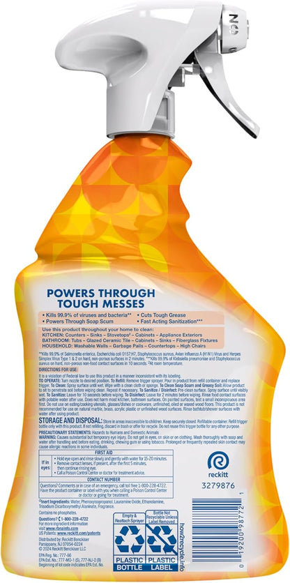 Lysol All-Purpose Cleaner Spray - Multi-Purpose Disinfectant for Kitchen & Bathroom | Mango & Hibiscus, 32 Fl Oz