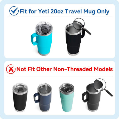 Prurex Replacement Lid for YETI Rambler 20oz Travel Mug Stronghold Threaded Cap，BPA-Free Tritan，Leak-Proof & Spill-Proof Seal，For Office Commute Gym Hiking Outdoor (1 Pack) ﻿