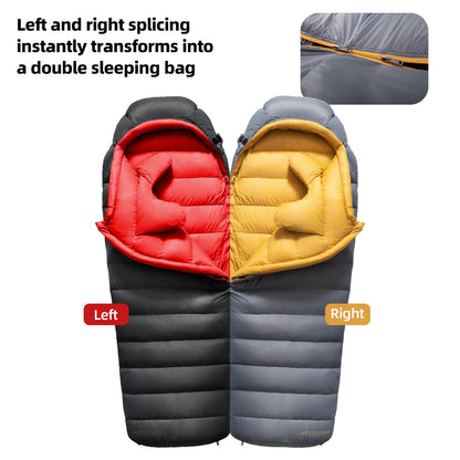 QEZER Down Sleeping Bag for Adults 620 Fill Power 0 Degree Sleeping Bag Cold Weather Ultralight with Pouch for Backpacking, Camping, Hiking