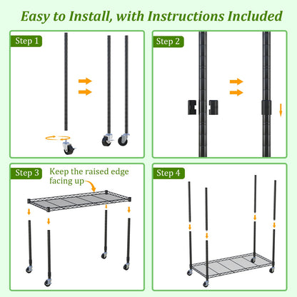 Plant Shelf with Grow Light, DIY 6-Tier Plant Stand with Grow Light, Adjustable Rack and Wheels, 8 Pack 24" 192W T8 Full Spectrum Grow Lamp for Indoor Plants, Seed Starting, Vegetable, 29"x13.5"x73.5"