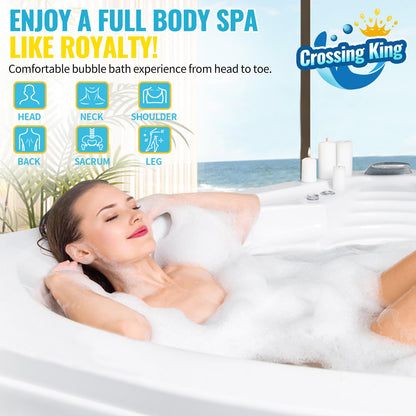 Crossing King Bubble Bath Mat Tub Spa Massager, Portable Spa Bubble Bath Massager with Upgraded Powerful Suction Cup, Electric Air Pump, Pillow and Remote Control for Relaxation 45 * 17in (Gray)