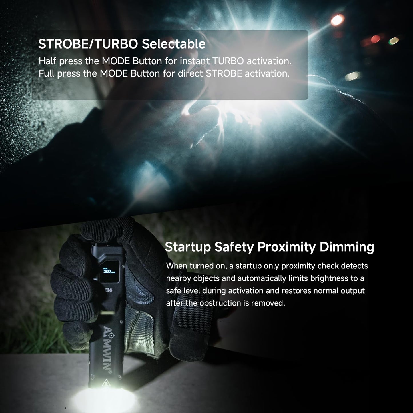 AIMWIN E16 Flat Flashlight 3100LM OLED Display Everyday Carry Flashlight Intelligent Sensor Anti Overheating Type-C Rechargeable Tactical Dual Tail Switches One Touch Turbo Strobe Slim Pocket Light