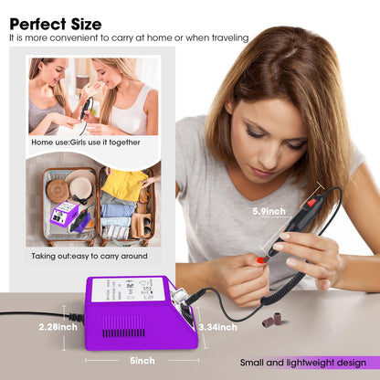 LAVAED Professional Nail Drill Electric Nail File Kit, Nail Filer Electric with 156pcs Sanding Bands and Nail Dril Bits for Acrylic, Gel Nail Manicure and Pedicure, Pink