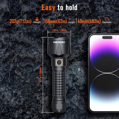 NICRON B66 Flashlights High Lumens Rechargeable, 4300 Lumens Super Bright LED Flashlight, 7 Modes Long Lasting 300 Hours, IPX8 Waterproof Flashlight for Emergencies, Home, Fishing, Camping