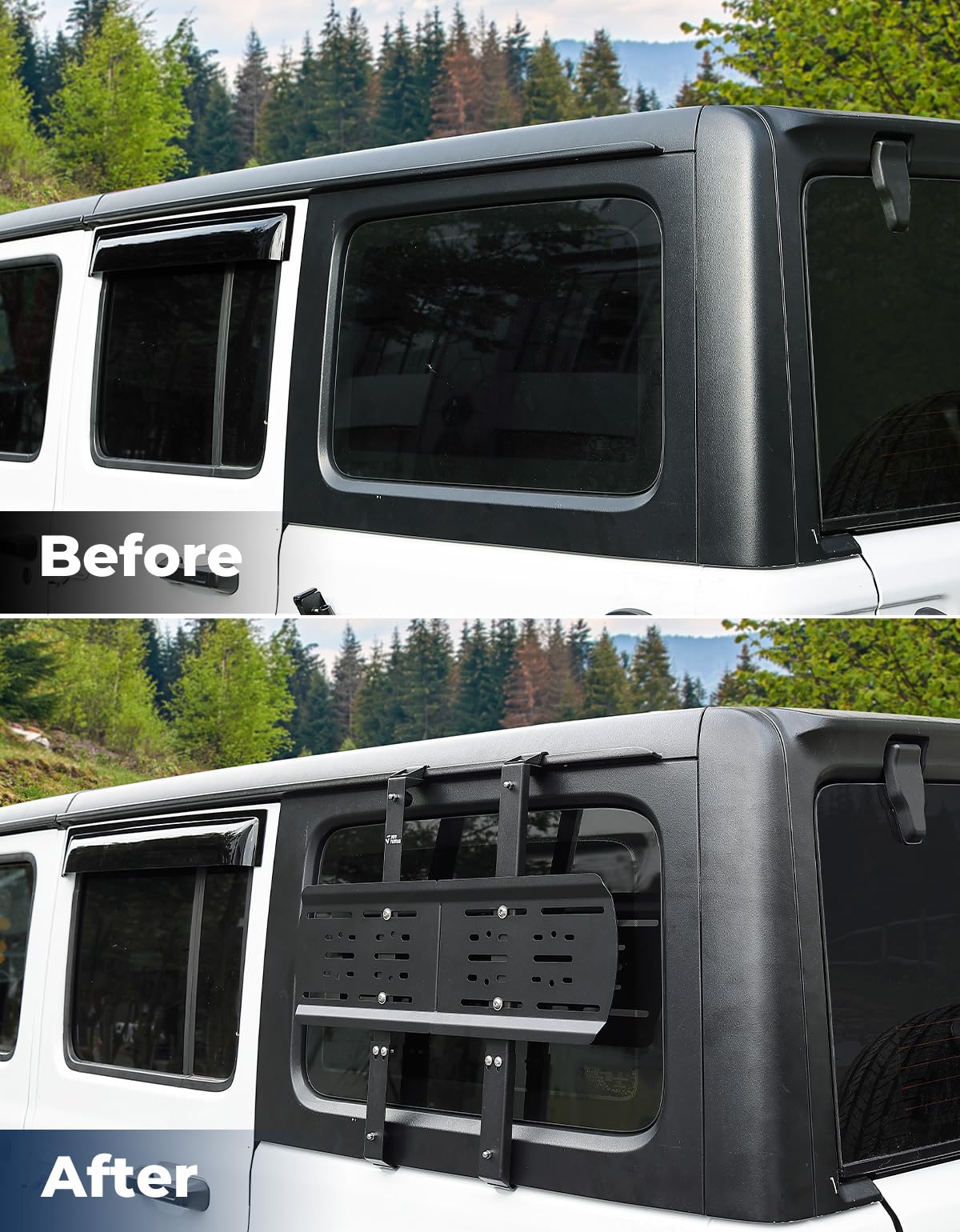 JOYTUTUS Rear Window Storage Molle Panel Kit Compatible with Wrangler JL 2018-2026(Hard Top Only), Wrangler Cargo Bracket for Recovery Traction Boards Gas Can Shovel Mount 2Pcs