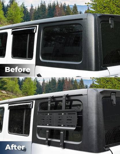 JOYTUTUS Rear Window Storage Molle Panel Kit Compatible with Wrangler JL 2018-2026(Hard Top Only), Wrangler Cargo Bracket for Recovery Traction Boards Gas Can Shovel Mount 2Pcs