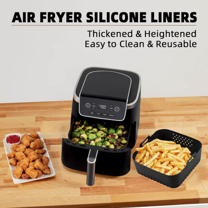 LYHOLKEER Air Fryer Silicone Liners - Reusable Square Liners for COSORI & Ninja | 2 Pcs Set, Fits 5QT-6.8QT
