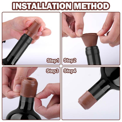 Vodolo Silicone Wine Stopper,4pcs Reusable and Unbreakable Glass Bottle Sealer Covers Wine Stoppers, Wine Plug,Wine Cork Stopper for Keeping Wine Champagne Fresh Home Use