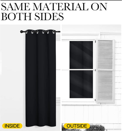 NICETOWN Blackout Curtain Panels - Thermal Insulated Grommet Top Drapes, Black, 2 Panels, W34 x L36-Inch