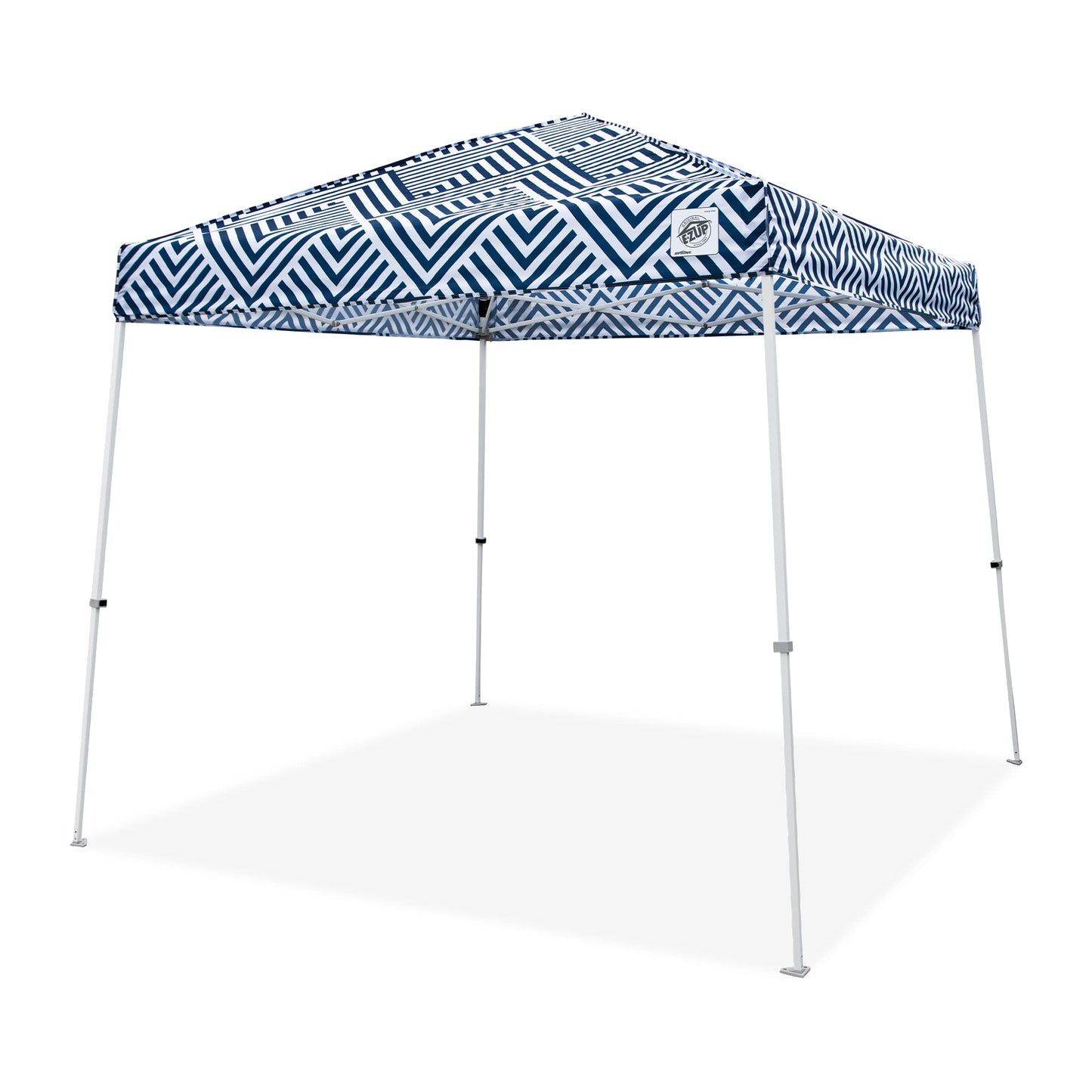 E-Z UP Sprint 10' X 10' Shelter with Geo Print, Midnight Blue Top, and White Frame