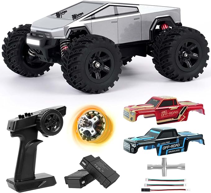 JT20W-V2 1/20 Scale 4WD Brushless RC Car for Adults45KPH High Speed Hobby RC Truck4x4 Waterproof Off-Road Remote Control Electric VehicleAll Terrain RTR Fast Buggy with 2 Lipo Batteries