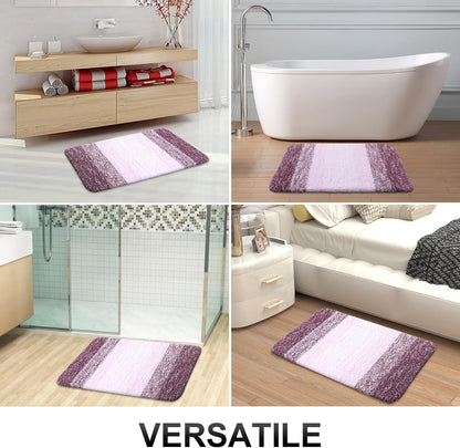 OLANLY Bathroom Runner Rug - Extra Soft Microfiber Mat, Quick Dry & Washable, 47x17, Mauve
