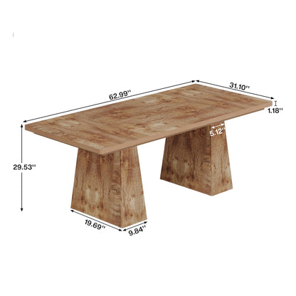 Tribesigns 63-Inch Executive Desk, Large Office Computer Desk with Double Pedestal, Modern Simple Workstations Writing Table Conference Table Business Furniture for Home Office, Natural