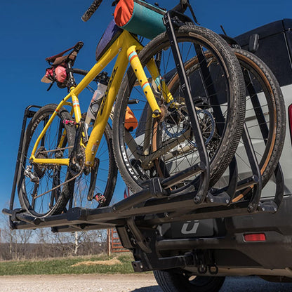 KUAT 2" Piston Pro Platform Rack - Secure Rugged Durable Portable Foldable Easy-to-Use No Frame Contact Dual Ratchet 2-Bike Hauling Platform with 5" Max Tire Width