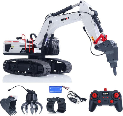 US in Stock 1/14 HUINA RC Metal Excavator Model 1594 Radio Control 22CH Ball Claw Bucket Comes with Lights and Sound Hobby Grade Model for Ages 14+