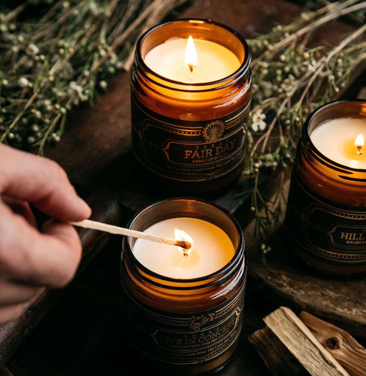 Jackson Vaughn Scented Texas Candle, Texas - Scents of Wild Sage, Vanilla, Campfire - 9oz Jar - 40 Hour Burn Time