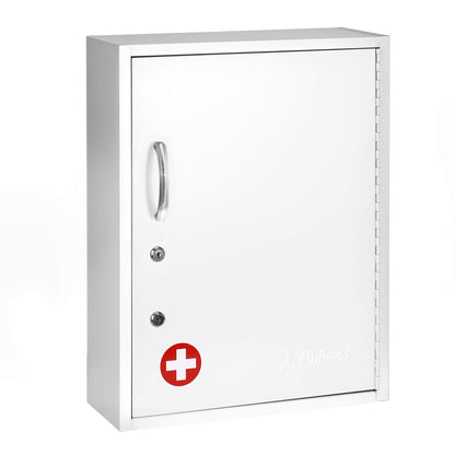 AdirMed White Locking Medication Cabinet with Document Pocket, Metal Wall Mounted Medication Cabinet with Dual Lock and Dual Keys, 21" H x 16" W x 6" D