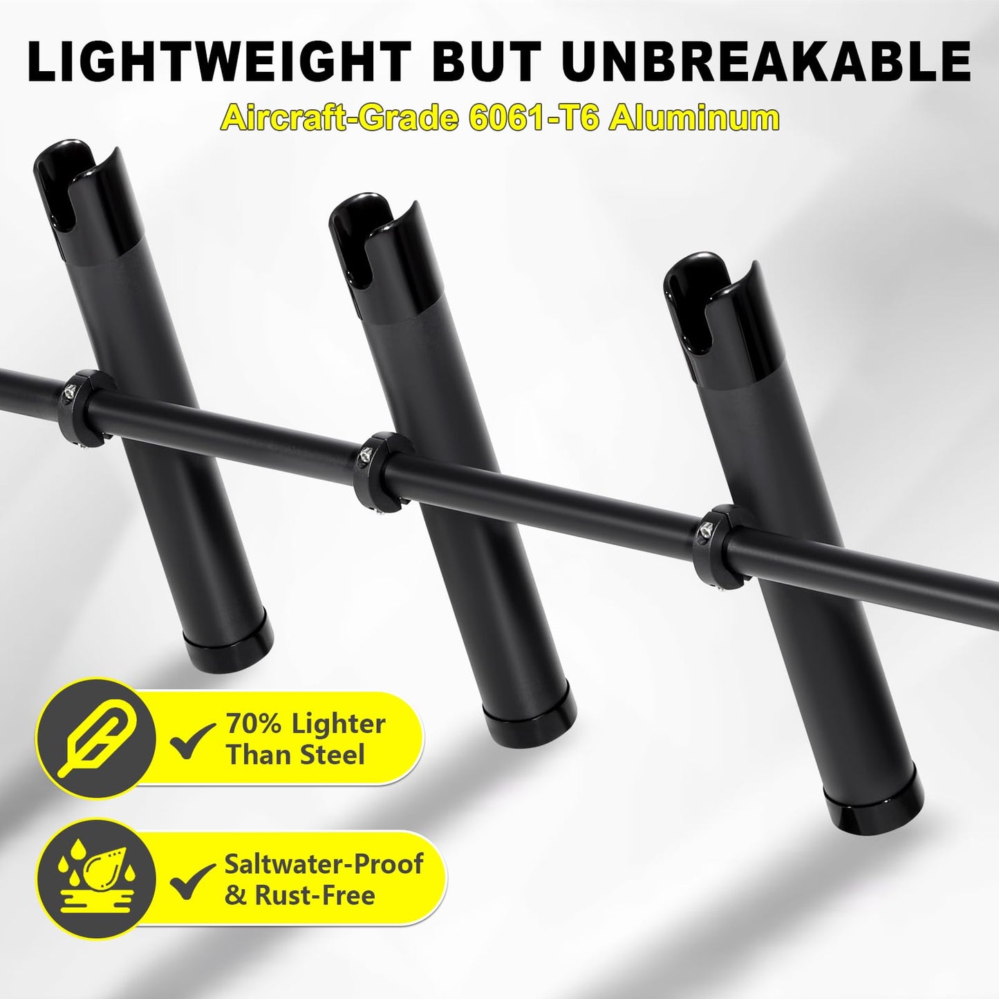 FEIMIRE Inshore Rod Holders for Truck Bed, Adjustable Rod Holder for Truck & SUV, All Aluminum Body with D Rings, 4 Rod Holder, Gifts Ideas for Men