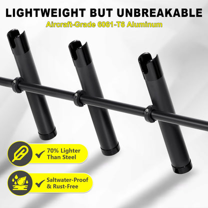 FEIMIRE Inshore Rod Holders for Truck Bed, Adjustable Rod Holder for Truck & SUV, All Aluminum Body with D Rings, 4 Rod Holder, Gifts Ideas for Men