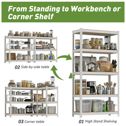 Durstruct 5 Tier White Metal Shelving Unit 24" W×16" D×60" H Adjustable Storage Utility Rack Heavy Duty Shelves Organization Multipurpose Shelf for Pantry Closet Kitchen Garage Bathroom