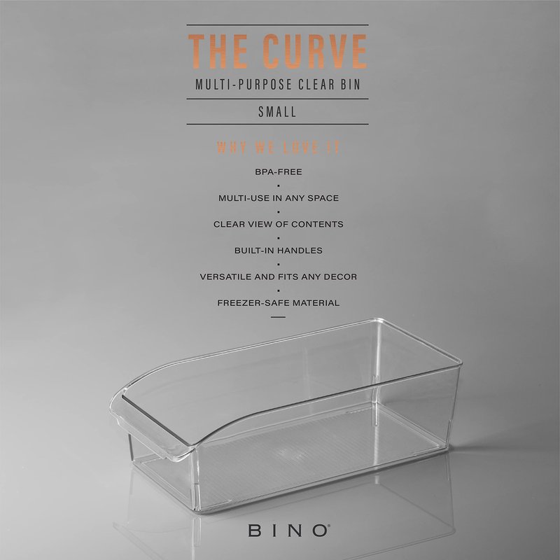 BINO | Plastic Storage Bins, Small | THE CURVE COLLECTION | Multi-Use Organizer Bins | Storage Containers Kitchen, Pantry and Home Organization | Fridge Organizers | Pantry Organization and Storage