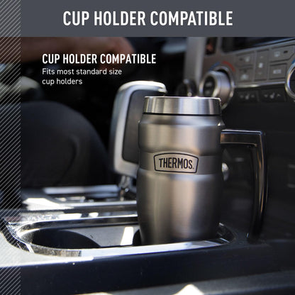THERMOS Stainless King Travel Mug - 16oz Vacuum-Insulated, Midnight Blue | Leak-Proof & Sweat-Proof Design for Hot & Cold Drinks