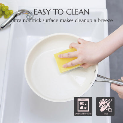 UUKRAVE Nonstick Ceramic Frying Pan Set, Ceramic Pan Skillet for Cooking, Healthy & Non-Toxic, PFAS/PTFE/PFOA-Free, Induction Compatible, Dishwasher & Oven Safe, 8"/9.5"/11"