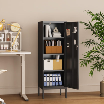 Steehoom Metal Storage Cabinet with Lock, 4 Tier Lockable Cabinet, Lockers for Employee, Changing Room,Home, Office, School, Gym, Garage (Black, 15.75" D x 15.75" W x 49.21" H)