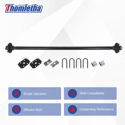 Thomletha Trailer Axle 2000 lbs Axle Beam 4 Lug Trailer Axle 56.5 inch Hub Face 46.5 inch Spring Center