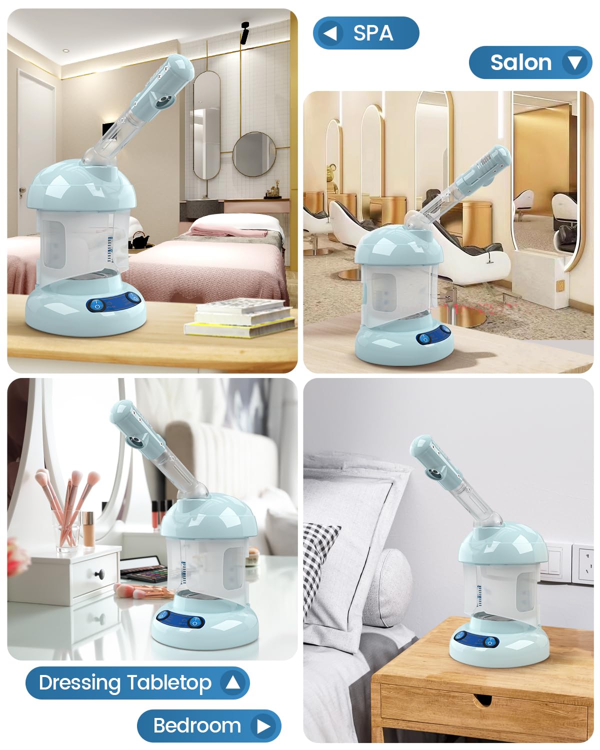 Kingsteam Facial Steamer - Ozone Steamer with Extendable Arm - Professional Nano Ionic Facial Steamer for Deep Cleaning - Portable for Personal Care Use at Home or Salon