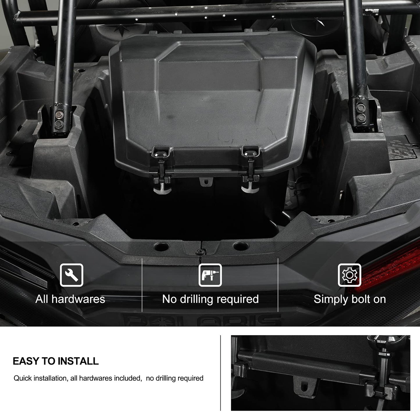 KIWI MASTER Rear Cargo Box for 2014-2023 Polaris RZR XP 1000 900 Turbo, 2020-2026 RZR Trail/S Accessories Replace OEM # 2881193 Waterproof 69 QT Bed Storage Bin
